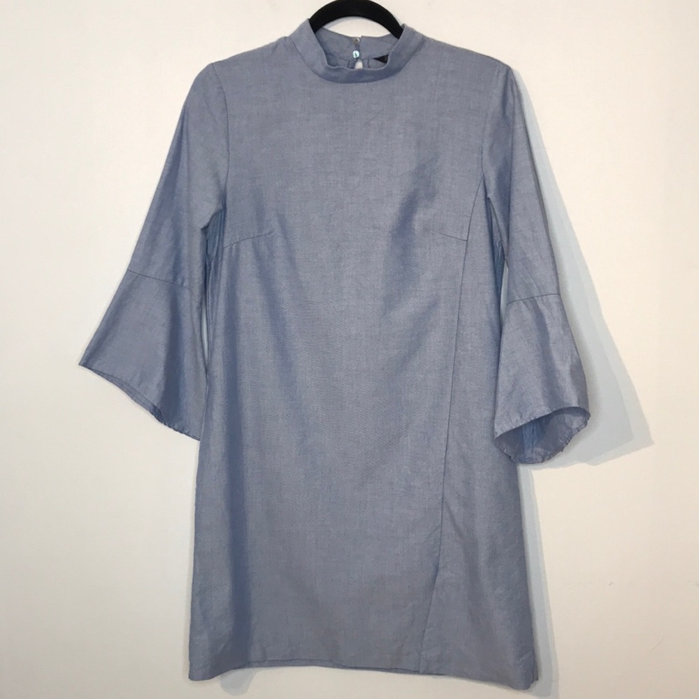 zara cotton bell sleeves pockets mini dress